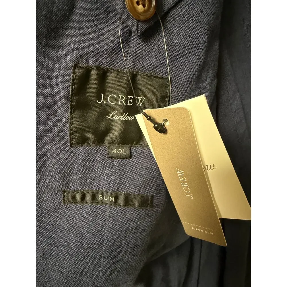 J. Crew Ludlow Slim Stretch Cotton Unlined Blazer Navy size‎ 40L
